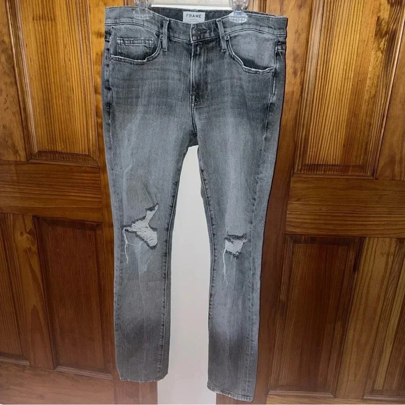 FRAME DENIM Men’s L’Homme Skinny Distressed Jeans in Kennesaw/Gray 32 - Picture 2 of 10